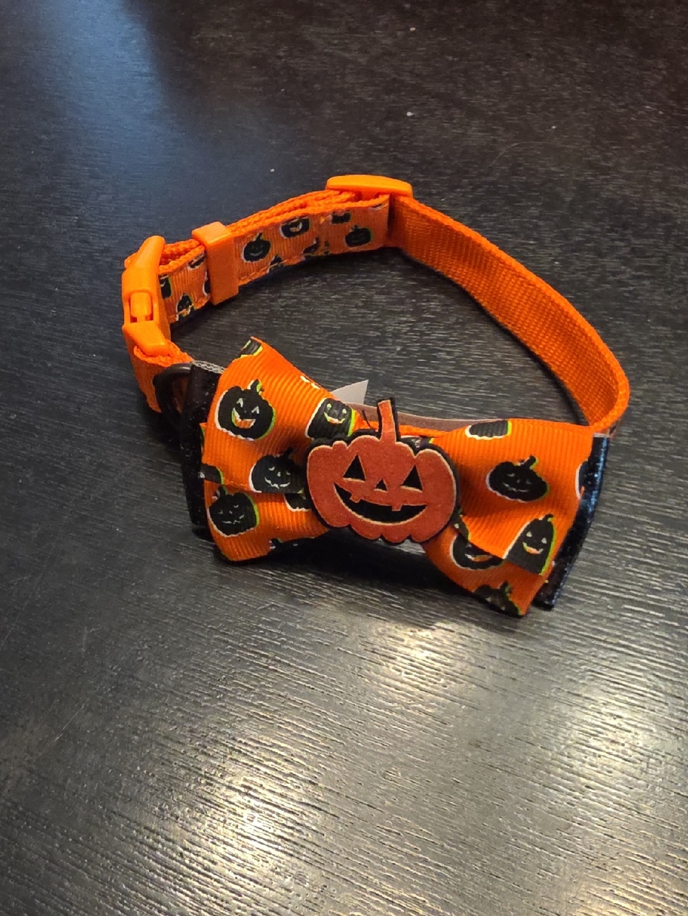 Halloween Pumpkin Bow Adjustable Collar SMALL Dog